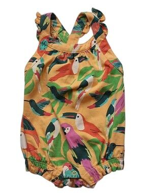 Tea Collection Tropical Bird Romper Size 0-3 Months
